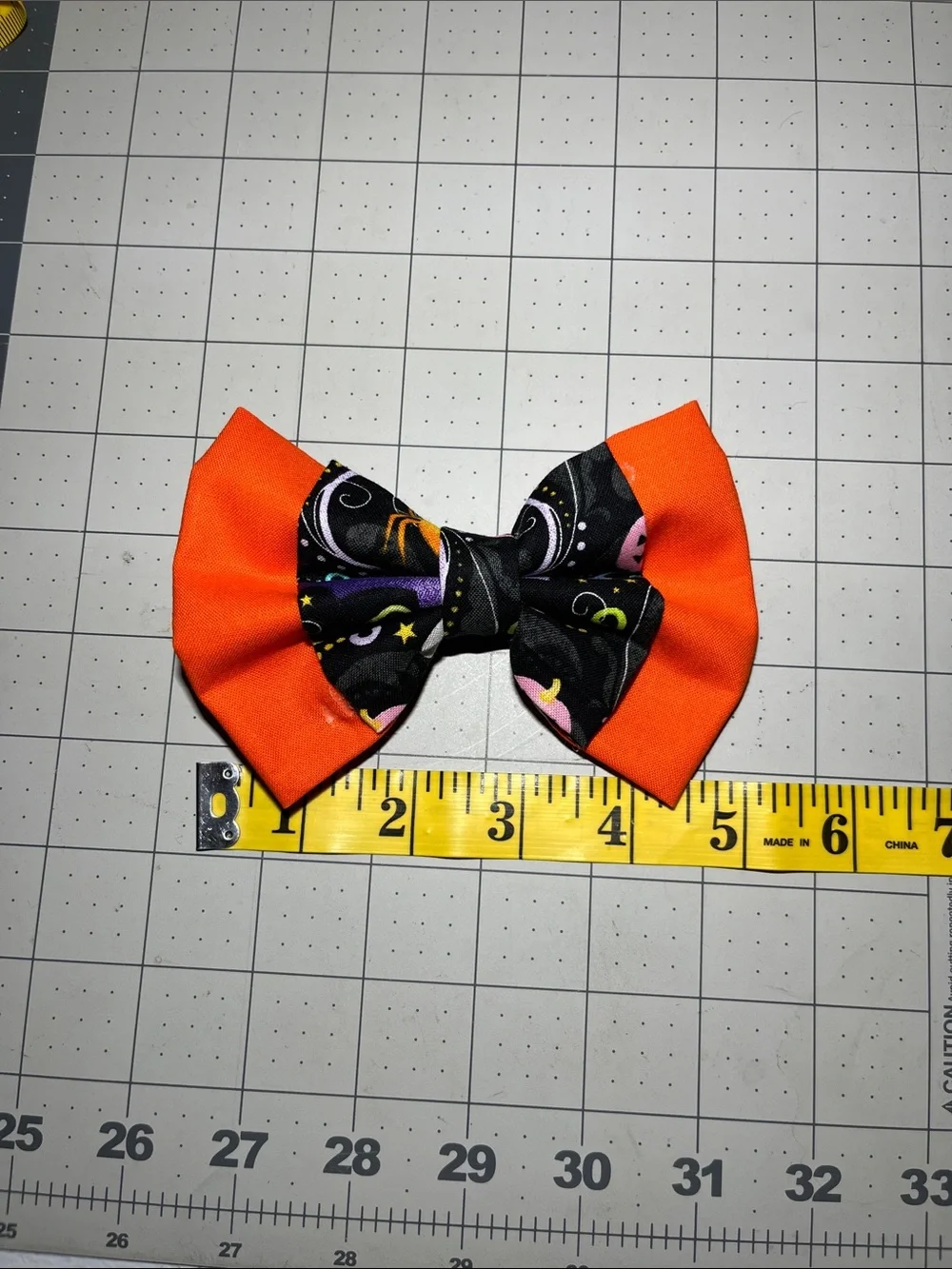 Kids Orange and Black Halloween Bow Hair Clip